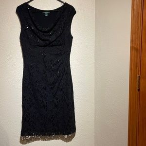 Lauren by Ralph Lauren dress. Size 12. Black lace with sequins.